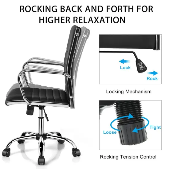 Costway Set of 2 PU Leather Office Chair High Back Conference Task Chair w/Armrests {8}