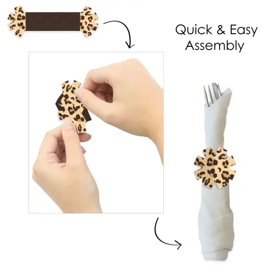 Big Dot of Happiness Leopard Print - Cheetah Party Paper Napkin Holder - Napkin Rings - Set of 24 {6}