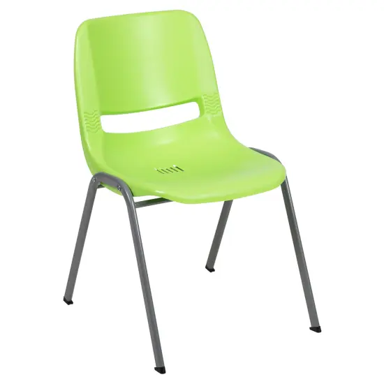 Emma and Oliver Ergonomic Shell Student Stack Chair - Classroom Chair / Office Guest Chair Green {2}