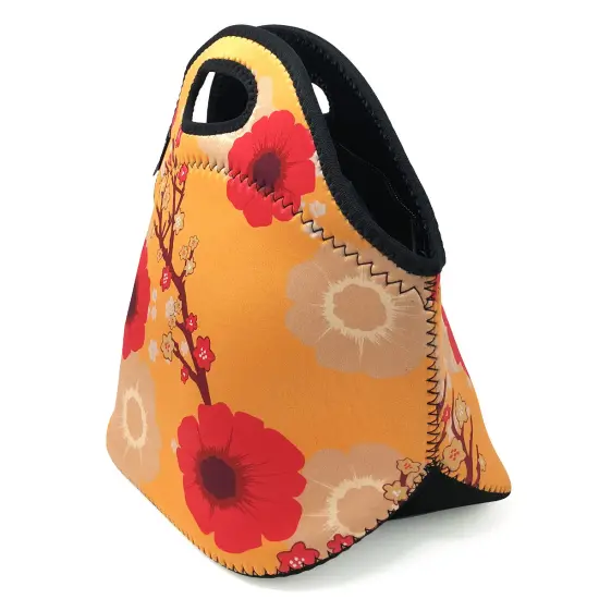 Wrapables Insulated Neoprene Lunch Bag Orange Floral {2}