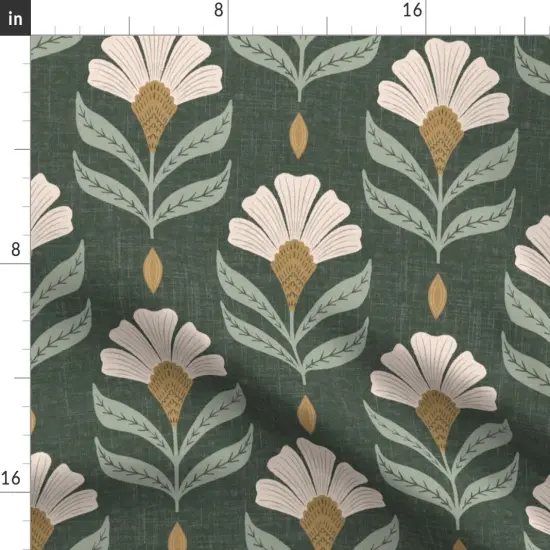 Various Fabrics by the Yard or Fat Quarter Green Flower Floral Meadow Botanical Art Nouveau Hand Drawn Large Scale Rustic Custom Printed Fabric by Spoonflower {2}