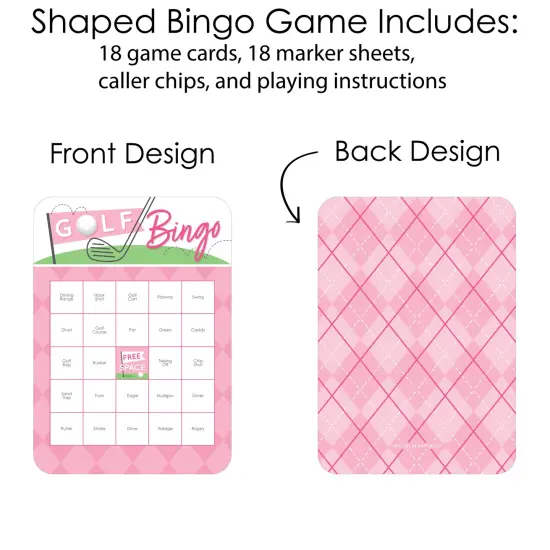 Big Dot of Happiness Golf Girl - Bingo Cards and Markers - Pink Birthday Party or Baby Shower Bingo Game - Set of 18 {4}