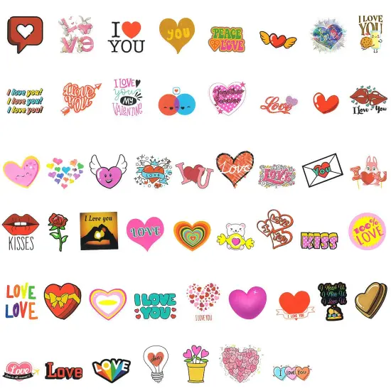 Wrapables Waterproof Vinyl Stickers for Water Bottles, Laptop, Phones, Skateboards, Decals for Teens, 100pcs Valentine Hearts {3}