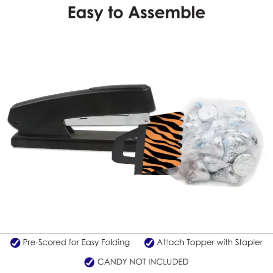 Big Dot of Happiness Tiger Print - DIY Jungle Party Clear Goodie Favor Bag Labels - Candy Bags with Toppers - Set of 24 {6}