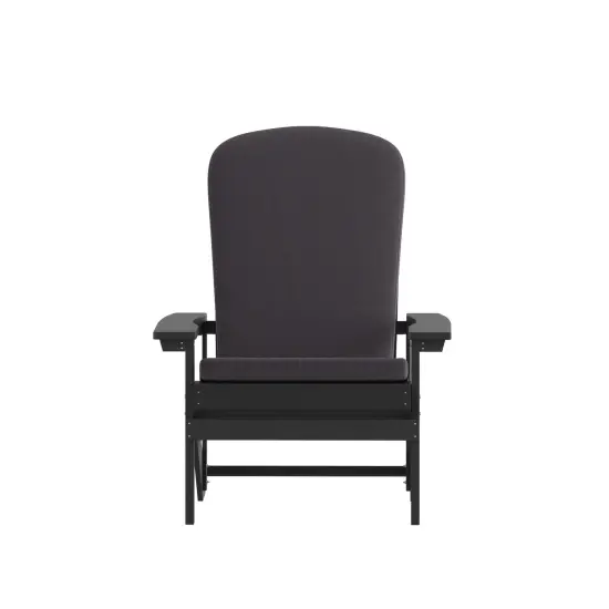 Merrick Lane Riviera Set of 2 Weather Resistant Adirondack Patio Chairs With Vertical Lattice Backs and Comfort Foam Cushions Slate Gray/Gray {3}