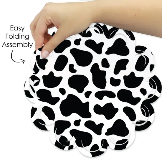 Big Dot of Happiness Cow Print - Farm Animal Party Round Table Decorations - Paper Chargers - Place Setting For 12 {6}