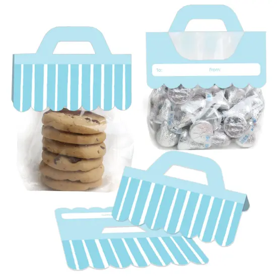 Big Dot of Happiness Blue Stripes - DIY Simple Party Clear Goodie Favor Bag Labels - Candy Bags with Toppers - Set of 24 {1}