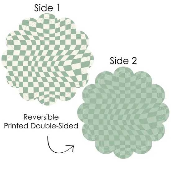 Big Dot of Happiness Sage Green Checkered Party - Round Table Decorations - Paper Chargers - Place Setting For 12 {4}