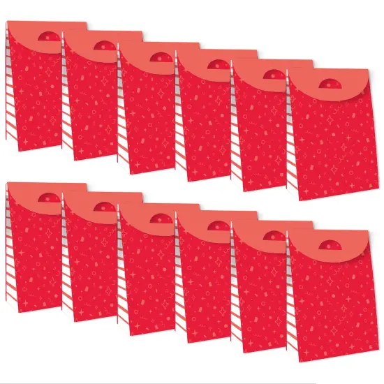 Big Dot of Happiness Red Confetti Stars - Simple Gift Favor Bags - Party Goodie Boxes - Set of 12 {6}