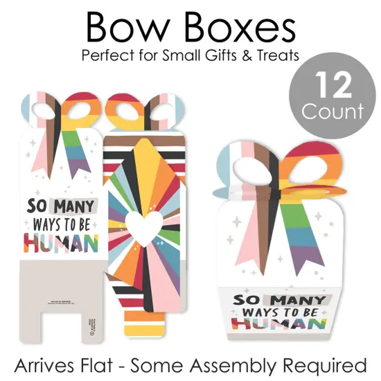 Big Dot of Happiness So Many Ways to Be Human - Square Favor Gift Boxes - Pride Party Bow Boxes - Set of 12 {7}