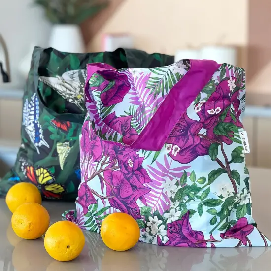 Wrapables AllyBag Collection Reusable Shopping Bag Purple Bougainvillea {5}