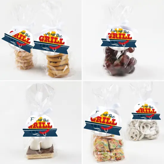 Big Dot of Happiness Fire Up the Grill - Summer BBQ Picnic Party Clear Goodie Favor Bags - Treat Bags With Tags - Set of 12 {6}