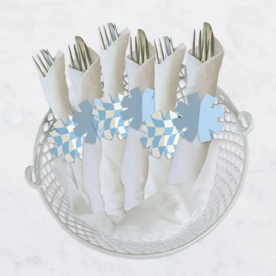 Big Dot of Happiness Blue Checkered Party - Paper Napkin Holder - Napkin Rings - Set of 24 {4}