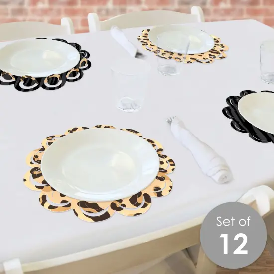 Big Dot of Happiness Leopard Print - Cheetah Party Round Table Decorations - Paper Chargers - Place Setting For 12 {3}