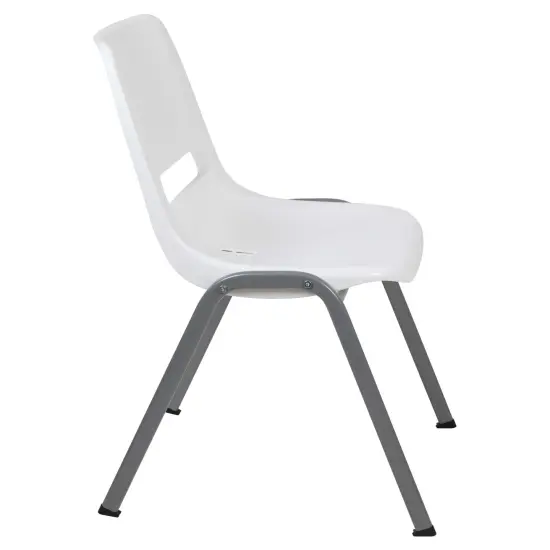 Emma and Oliver Ergonomic Shell Student Stack Chair - Classroom Chair / Office Guest Chair White {6}