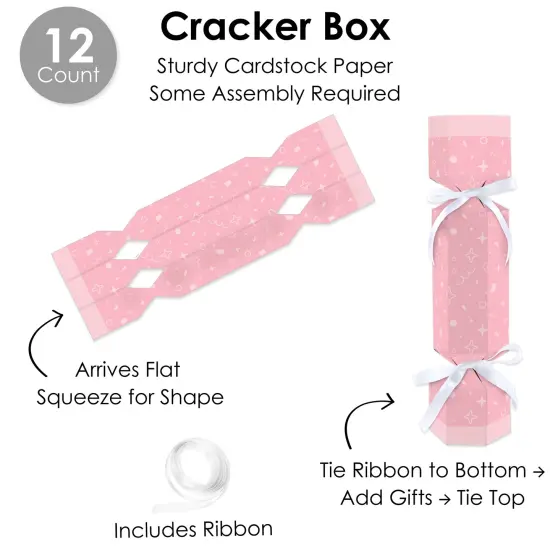 Big Dot of Happiness Pink Confetti Stars - No Snap Simple Party Table Favors - DIY Cracker Boxes - Set of 12 {7}