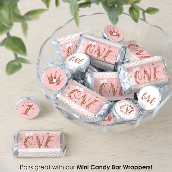 Big Dot of Happiness 1st Birthday Little Miss Onederful - Girl First Birthday Party Small Round Candy Stickers - Party Favor Labels - 324 Count {7}