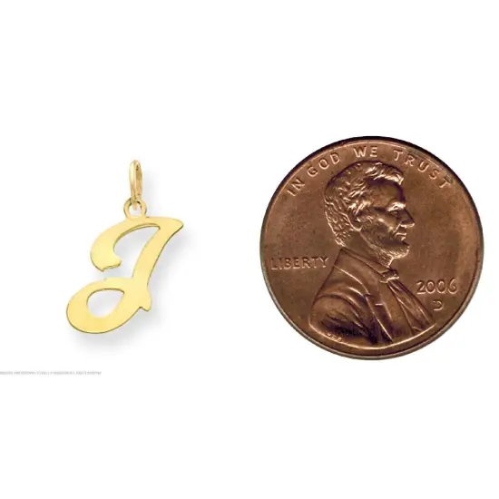 14K Gold Polished Fancy Initial Letter J Charm Pendant Jewerly 20mm x 11mm {2}