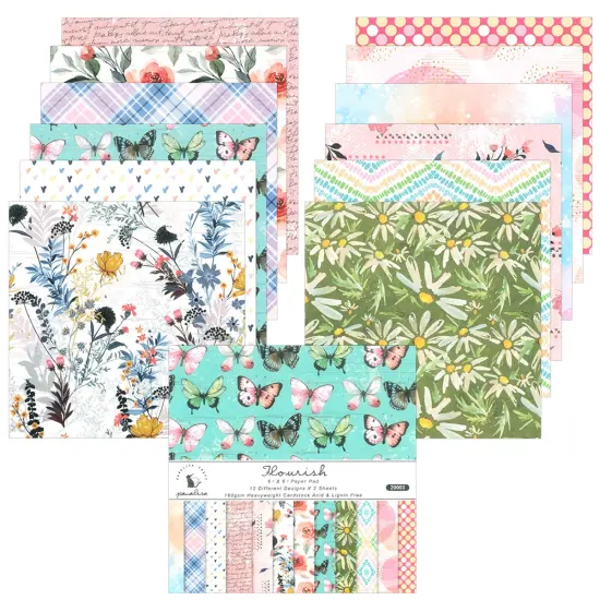 Wrapables 6x6 Decorative Single-Sided Scrapbook Paper for Arts & Crafts Projects, Scrapbooking, Card-Making Pink Spring Flower {1}