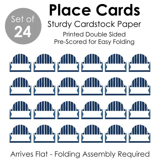 Big Dot of Happiness Navy Stripes - Simple Party Decorations Tent Buffet Card - Table Setting Name Place Cards - Set of 24 {7}