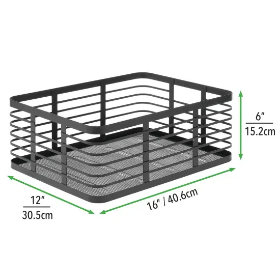 mDesign Metal Wire Food Organizer Storage Bin, 3 Pack {3}