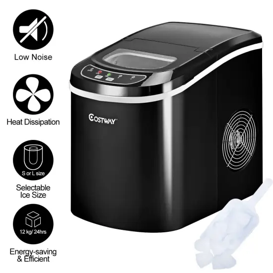 Costway Portable Compact Electric Ice Maker Machine Mini Cube 26lb/Day {10}
