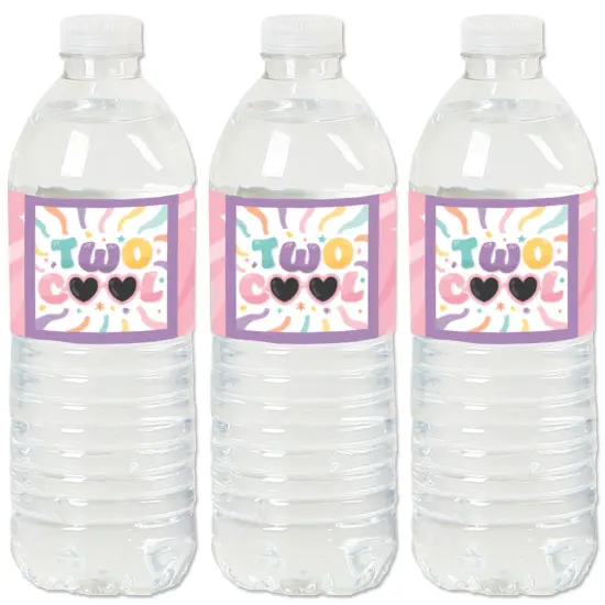 Big Dot of Happiness Two Cool - Girl - Pastel 2nd Birthday Party Water Bottle Sticker Labels - Set of 20 {1}