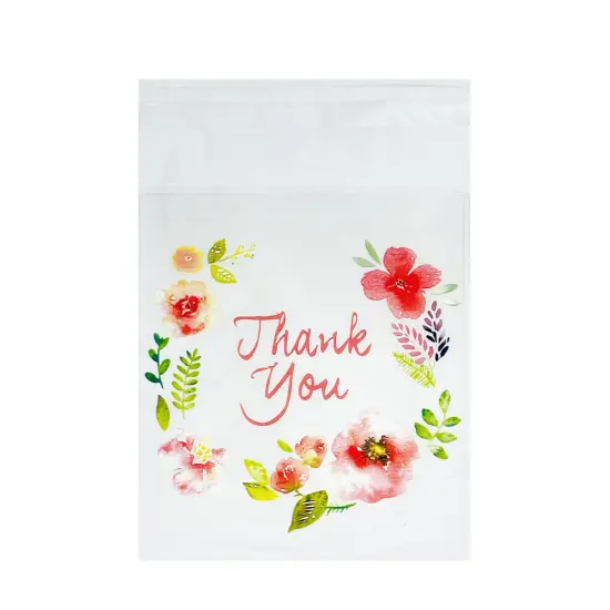 Wrapables Transparent Self-Adhesive 4" x 4" Candy and Cookie Bags, Favor Treat Bags for Parties and Wedding (200pcs) Thank You {2}