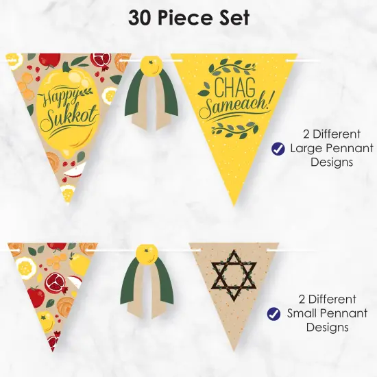 Big Dot of Happiness Sukkot - DIY Sukkah Jewish Holiday Pennant Garland Decoration - Triangle Banner - 30 Pieces {6}