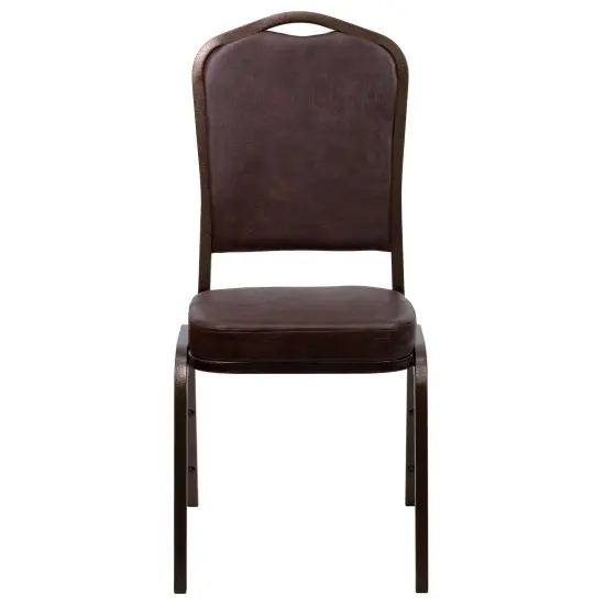Emma and Oliver Crown Back Stacking Banquet Dining Chair BrownVyl/CopperVein {3}