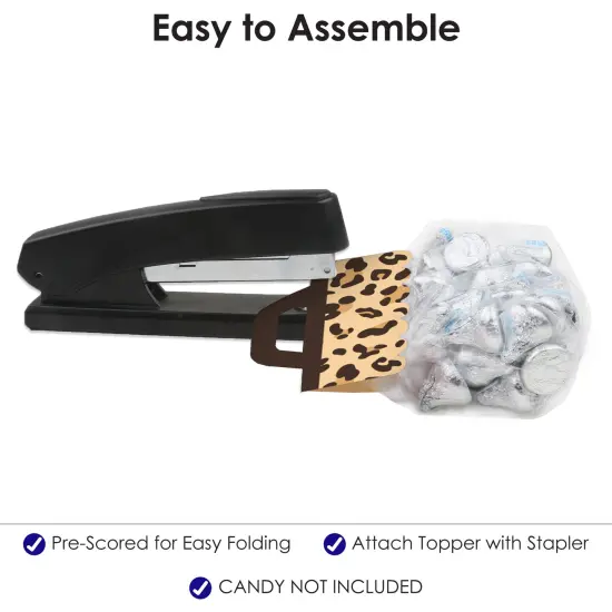 Big Dot of Happiness Leopard Print - DIY Cheetah Party Clear Goodie Favor Bag Labels - Candy Bags with Toppers - Set of 24 {6}