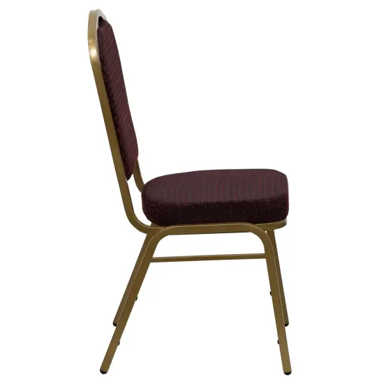Emma and Oliver Crown Back Stacking Banquet Dining Chair BurgundyFab/Gold {5}