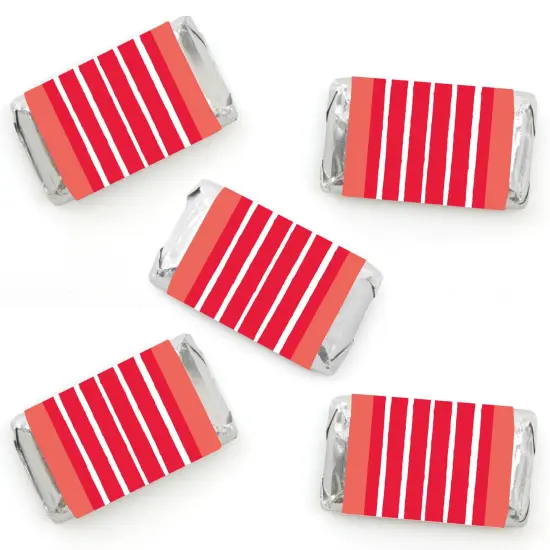 Big Dot of Happiness Red Stripes - Mini Candy Bar Wrapper Stickers - Simple Party Small Favors - 40 Count {1}