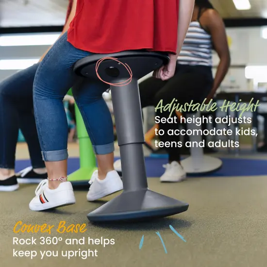 SitWell Adjustable Height Wobble Stool, Active Flexible Seating Chair Grey {5}