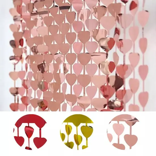 3 ft x 6.5 ft Metallic Heart Foil Tassels Rose gold {2}