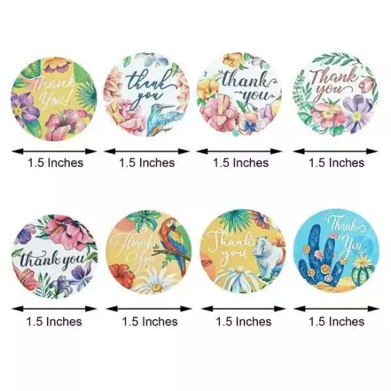 500 Assorted 1.5" Round Self Adhesive Thank You Stickers {5}
