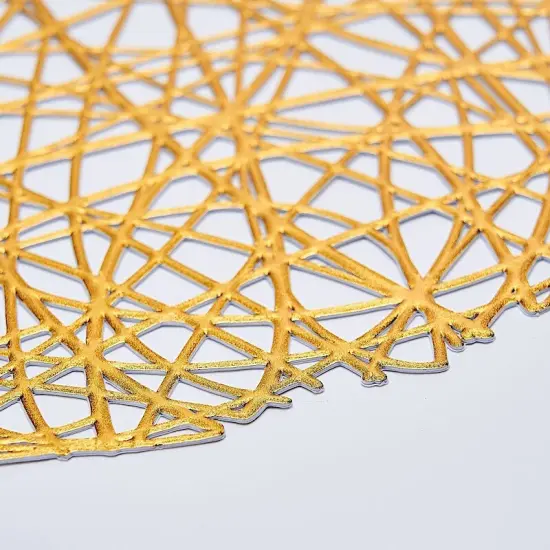 6 pcs 15" wide Round Vinyl String Placemats Silver {5}