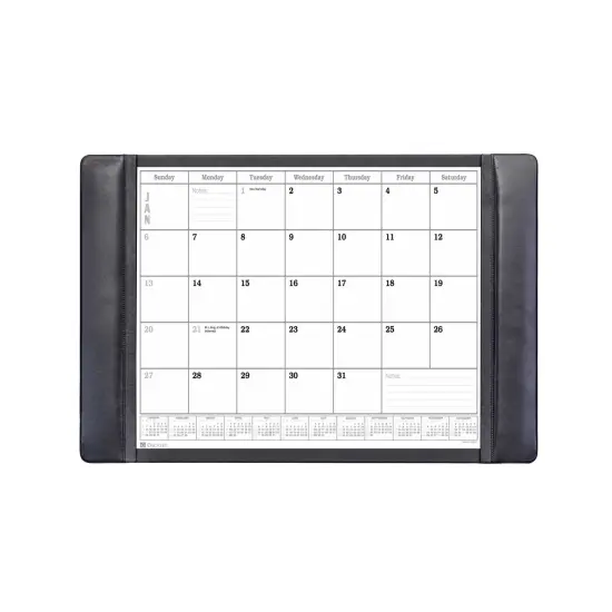 Black Leather Desk Pad w/ Calendar, 25.5 x 17.25 {1}