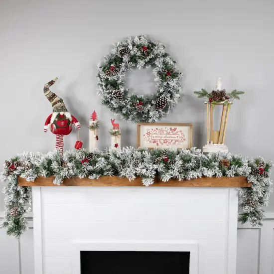 Northlight Flocked Pine Artificial Christmas Wreath - 24" - Unlit White {3}