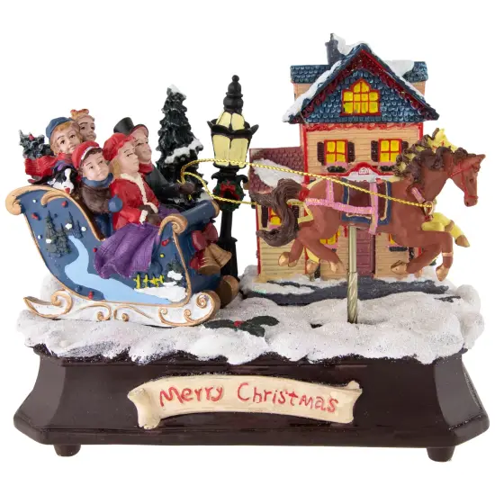 Northlight Animated and Musical Christmas Sleigh Decoration - 6.25" Brown {1}