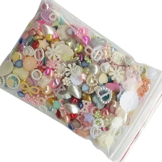 400 Pieces Random 100g/lot 4-20mm Half Round Imitation Pearls Seastar Bow Rose Rhinestone Flat Back Pearl Bead Loose Beads {5}