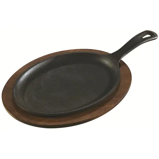 Lodge Logic LOS3 Cast Iron Oval Serving Griddle with Handle 10 x 7.5 in {3}