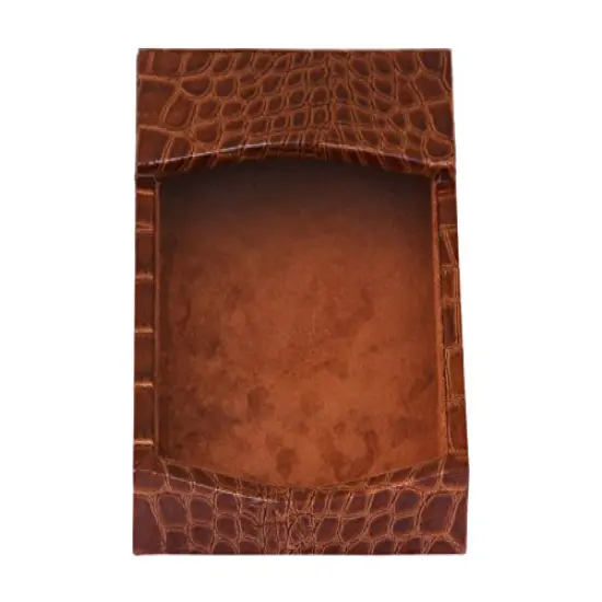 Protacini Cognac Brown Italian Patent Leather 4 x 6 Memo Holder {1}