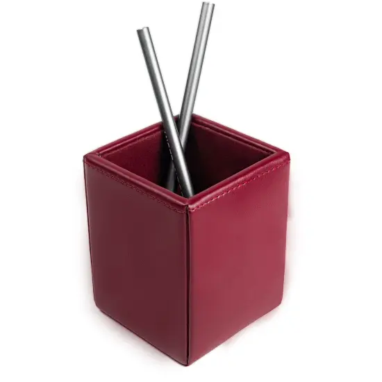 Burgundy Bonded Leather Pencil Cup {1}
