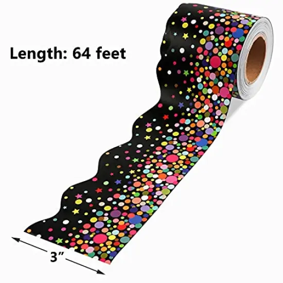 64 Feet Confetti Bulletin Board Borders - Scalloped Trim for Classroom Decoration {1}