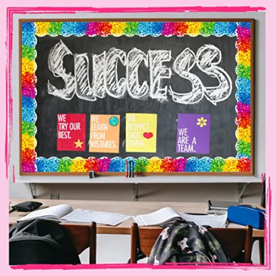 60 Feet Bulletin Board Borders - Confetti Scalloped Rolled Border Trim for Schools, Classrooms, and Offices {1}