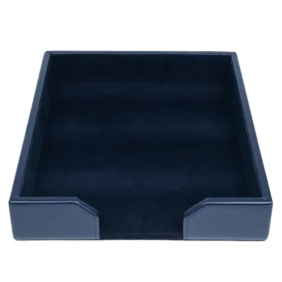 Navy Blue Bonded Leather Letter Tray {1}
