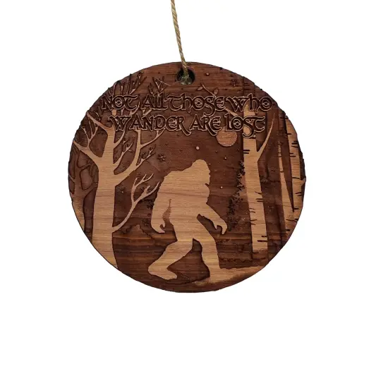 Not all Who Wander are Lost WINTER SASQUATCH - Cedar Ornament {1}