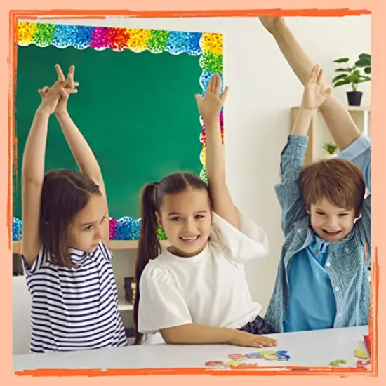 60 Feet Bulletin Board Borders - Confetti Scalloped Rolled Border Trim for Schools, Classrooms, and Offices {6}