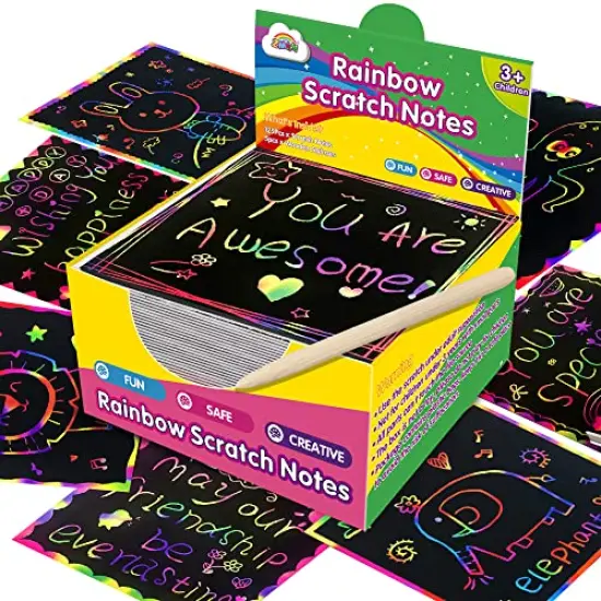 125 Pieces Magic Note Pads Cards Sheets for Kids Black Crafts Arts DIY Party Favor Supplies Kit Birthday Game Toy Gifts Box Girls Boys Halloween {3}